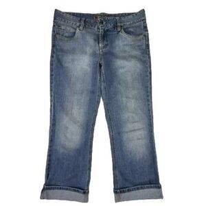 Mudd Juniors Size 11 Cropped Denim Blue Jeans Rolled Cuff Mid Rise Y2K